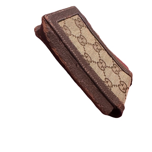 Gucci case monogram GG canvas, green red web ribbon, gold-tone horsebit hardware - Picture 7 of 7